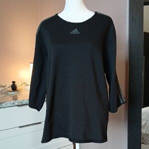 Adidas Womens Black Sweatshirt Size L Grey Stripes